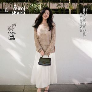 Eifini | Chân Váy Dài Elegent Bằng Vải Gai
