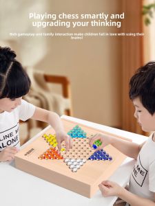 XIAOWANDOU | Childrens Multi-Function Chess Set with Flight Chess Gomoku and Jump Chess