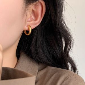 Fashionable Minimalist Metal Matte Circle Earrings Womens Luxury Unique Design High-End Studs Elegant Ear Jewelry