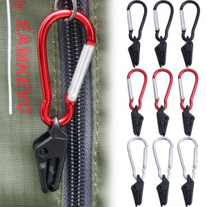 10Pcs Windproof Alligator Clip Carabiner Outdoor Camping Tent Fixed Clamp Adjustable Awning Tarp Rope Buckle Tensioner Tight Gripper Survival Grommet