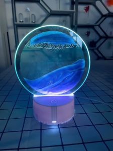 Lampu Pasir 3D Lampu Malam 7 Warna Lampu Meja USB Ornamen lampu pasir hisap warna-warni dengan 7 warna yang dapat disesuaikan