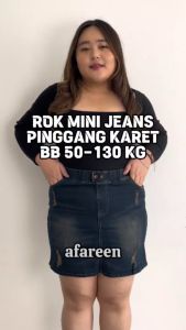 AFAREEN - Rok Mini Jeans Wanita Jumbo Rok Pendek Denim Wanita Jumbo Rok Jeans Korea Skrit Jeans Midi