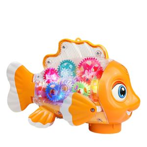 LED Dancing Fish Toy with Rotating Gears - Battery Powered Educational Toy with Lights & Music for Kids 3+ Fun Learning Gift