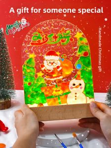 AIERLISHA | DIY Christmas Glass Painted Night Light Decor Gift