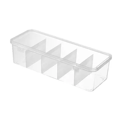 Data Cable Storage Box 6grids Transparent Dustproof Clutter Case Earphone Cable Organizer with Cover for Office Home