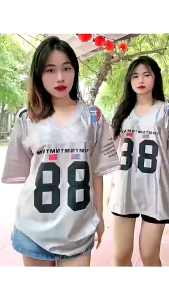 Korean Style Neutral Silver T-Shirt Oversized Loose Football T-Shirt Size 88 Bright Silver MenS And WomenS Styles