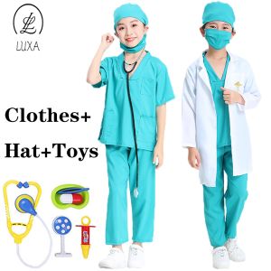 Doctor Career Costume for Kids Girl Surgeon Outfit Halloween Costume Cosplay Children Party Dress Up Christmas Costume