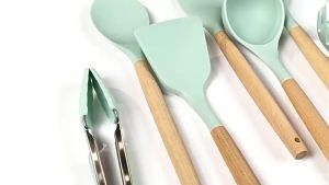 12pcs Silicone Kitchen Utensils Wooden Handle Cooking Tools Set Kitchenware