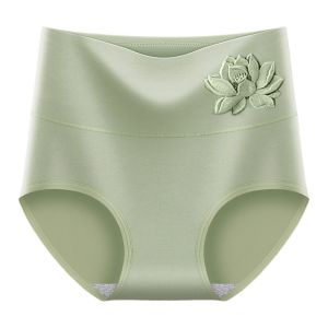 Pure Cotton High Waist Antibacterial Breathable Ladies Large Size Seamless Abdomen Triangular Underwear Healthy Antibacterial