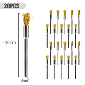 XCAN 10/20pcs Brass Steel Wire Wheel Brush Set Pen Shape 3mm Shank Metal Rust Removal Brush For Dremel Rotary Tool Acceossires
