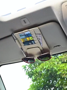 【SKIT SG】Car Sun Visor Organizer PU Leather Multi Function Pocket Organizer Card Storage Glasses Pen Holder Auto Interior Accessories Car Card Holder Universal Car Sun Visor Organizer PU Leather Card Storage Glasses Pen Holder Paper Ticket Storage Bag
