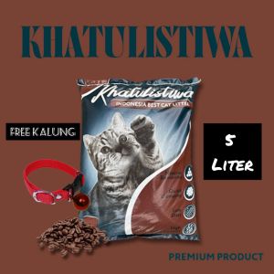 Pasir Kucing Gumpal Wangi 5 Liter KHATULISTIWA Free Kalung lucu