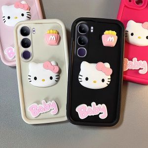 Hot Casing VIVO V40 Lite V40 Pro Y03t Y03 Y02 Y02A Y02T 4G 5G New Cute Cartoon Fashion 3D Hello Kitty Phone Case Anti-drop Shockproof Creative Soft Back Cover 2024