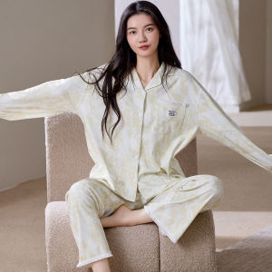 MiiOW | Pure Cotton Sleepwear Womens Casual Long Sleeve Home Clothes Set Spring Autumn New Style MiiOW Cat Person Comfortable Home Fashion