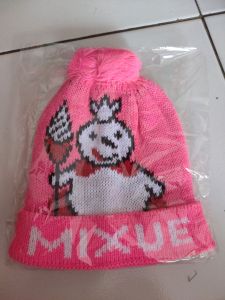 Kupluk pompom anak jambul satu mixue topi kupluk bayi mixue 1 bln sampe 2 thn