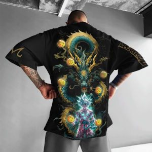 เสื้อยืดคอกลมแขนสั้นลายดราก้อนบอล โกคู ผ้าฝ้าย ทรงหลวม สไตล์อเมริกัน สำหรับผู้ชายและผู้หญิง ใส่สบาย ระบายอากาศ เหมาะสำหรับฤดูร้อน