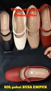 Flatshoes Sepatu Wanita Ballet Tali Ballerina Kekinian Hak 2cm Maroon Casual Daily