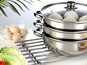 【24Hours Shipped】 3 Tier Steamer Pot for Cooking Multipurpose Stainless Steel Steamer Cooker Steamer for Vegetable Dumpling Stock Sauce Food