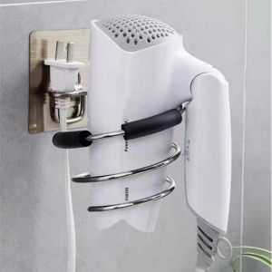 Multi functional bathroom hair dryer holder no punching hair care tool holder adhesive wall mounted hair salon tool