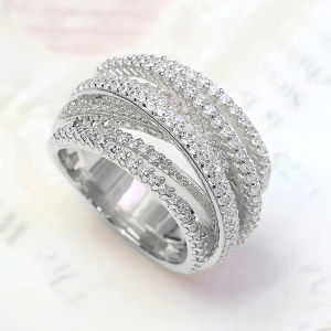 Huitan Multi Cross Rings for Women New Trendy Wedding Band Accessories Luxury Cubic Zirconia Fashion Female Jewelry Drop Ship