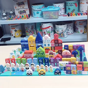 105 Pcs Wooden Assembled Building Blocks Childrens Educational Color Shape Cognitive Toys