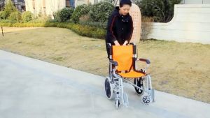 Elderly Wheelchairs For Foldable Portable Bearing 200kg Breathable Cloth Solid Front Wheel And Rear Wheel Parking Brake