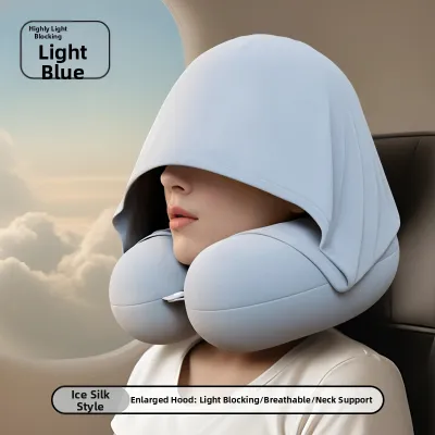 OSEAGLE | Cool Travel Neck Pillow for Flights and High-speed Trains Hooded U-Shaped