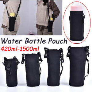 420ml-1500ml Water Bottle Holder Insulated Bag with Travel Strap/ Black Insulated Bottle Carrier Bag Water Bottle Pouch