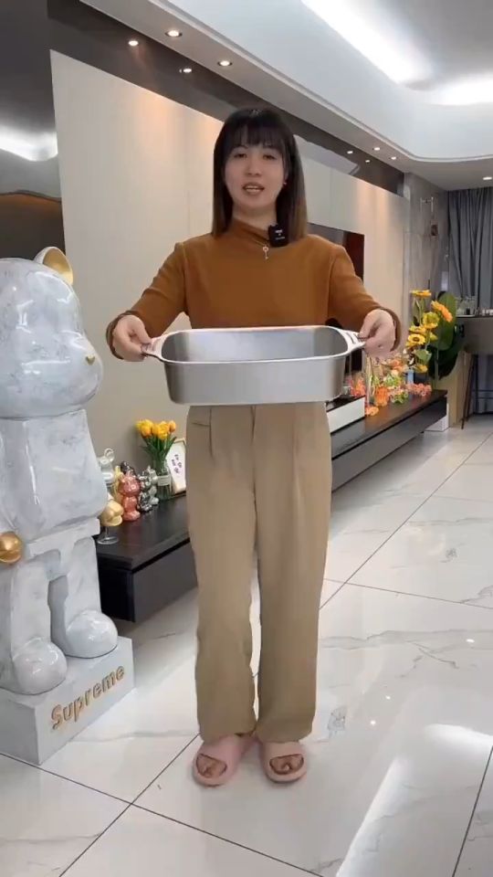 Khay nướng inox 304 có nắp đậy Dùng để nấu ăn om cá nấu lẩu Kích thước 30x22x7.5 cm
