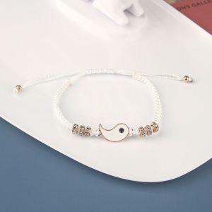 Chinese Style Retro Handmade Taiji Yin Yang Dragon Bracelets for Men and Women Couple Bracelet a Pair of Students Woven Gift Fashion