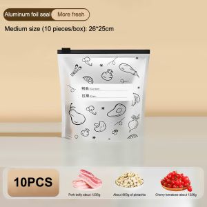 🔥Local Stock🔥30pcs Reusable Aluminum Foil Ziplock Fresh-keeping Bag Safe Sealable Large Capacity Freezer Bag with Write Labels Refrigerator Storage Bag for Veggies/Fruit/Meat铝箔保鲜袋