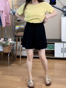 High Waist A-Line Pleated Wide Leg Casual Shorts Womens Style Summer plus Size Pear Shape Slimming Suit Pants Skirt