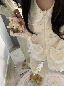 Original! Spring & Fall New Arrival Pajamas Womens Sweet Cute Chef Cake Long Sleeves Cartoon Comfortable Homewear Suit