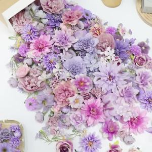 Purple Bulk Artificial Flowers Heads Silk Fake Peony Daisy Rose Flowers for Home Wedding Decoration DIY Craft Gifts Accessories