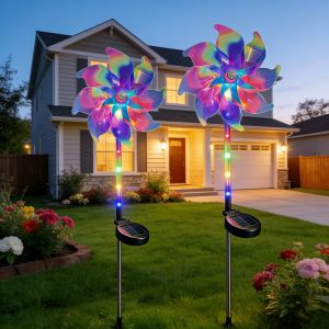 1/2pcs Solar Windmill Light LED Artificial Flower Lights Used For Outdoor Yard Lawn Light GardenLawnFencePathway Decoration