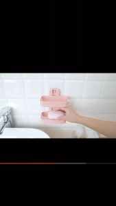 No holes Double-layer soap dish Transparent Draining Soap Box antibacterial cleaning wall-mounted
