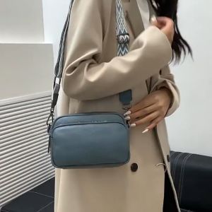 MV Bag Minimalist Leather Sling Bag Women Beg Silang Wide Strap Handbag Casual Satchel Messenger Elegant Versatile