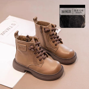 Genuine Leather Childrens Martin Boots Autumn Winter New Style Baby Girls Boys Short Boots Fleece Lined Leather Boots