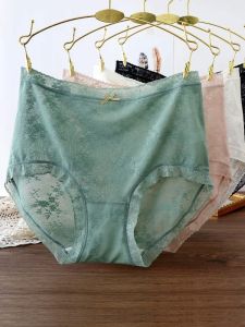 Quần Lót Cỡ To Vải Lưới Ren Kg Cho Cô Nàng Mập Chống Khuẩn Cạp Cao Gợi Cảm Mẫu Mỏng Mùa Hè Thoáng Khí Kiểu Nhật Đen