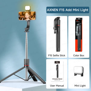 AXNEN | AXNEN F15 Extendable Selfie Stick Tripod 1717mm Stand for Cell Phone Removable Bluetooth Remote 360° Rotation Fill Light Option