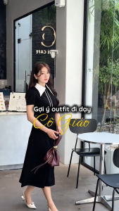 Đầm thiết kế BEMINE cổ sơ mi phối khóa kéo trước dáng chữ A phù hợp đi làm-B477