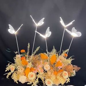 New Wedding Props Wrought Iron Butterfly Road Lead Wedding Hall on-Site Luminous Layout Decoration Proposal on-Site Ground Lamp/Beautiful Butterfly Night Light Decoration Night