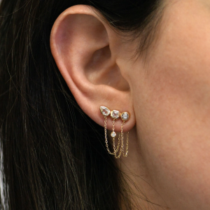 Stainless steel zircon pendant earrings - ear pendants that are water-resistant and color-resistant featuring a classic retro s