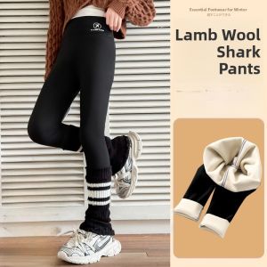 MPW | Girls Shark Pants Autumn Winter Thickened Fleece High Waist Warmth Children Base Layer Trousers Barbi Style Long Pants For Kids