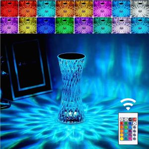 LED 16 color small waist crystal diamond desk lamp rose lamp romantic diamond atmosphere lamp touch controlled USB charging adjustable night light bedroom decoration