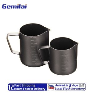 Gemilai stainless steel coffee milk foam pot with scale milk cream pot stainless steel Italian espresso foam can foam container coffee beginners must-have