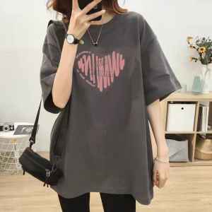 Pure Cotton Wide Loose Short Sleeve T-shirt for Women Mid Length Plus Size New Summer Style Geometric Pattern Work Clothing
