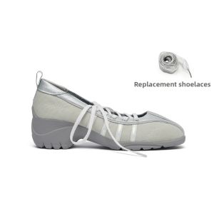 Square Toe Lace-up Breathable High-Heel Ballet Shoes
