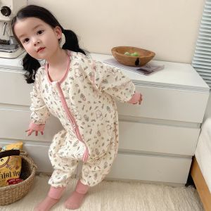 Korean Style Girls Bubble Cotton Sleep Bag Baby Four Season Universal Anti-Kick Quilt Children Home Clothes Pyjamas