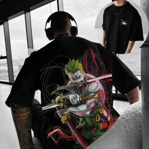 2025 One Piece Luffy Printed Cotton Short-sleeved American Loose Mens and Womens Summer Breathable Sport Round-neck T-shirt